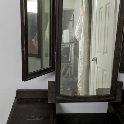 Antique Vanity with Stool and Mirror