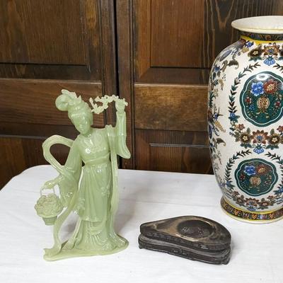 Faux Jade Statuettes and Vase