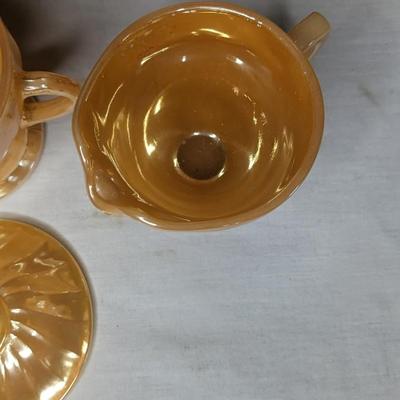 Carnival Glass and Peach Lustre Cream & Sugar Sets