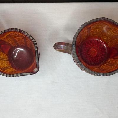 Carnival Glass and Peach Lustre Cream & Sugar Sets