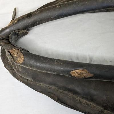 Antique Leather Horse Collar w/ Metal Horse Toys