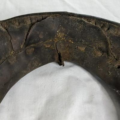 Antique Leather Horse Collar w/ Metal Horse Toys