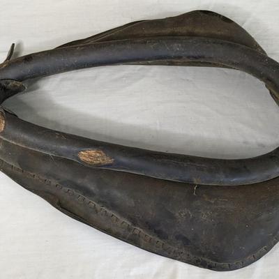 Antique Leather Horse Collar w/ Metal Horse Toys