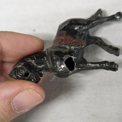 Antique Leather Horse Collar w/ Metal Horse Toys