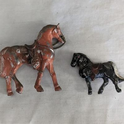 Antique Leather Horse Collar w/ Metal Horse Toys