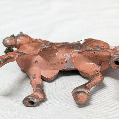 Antique Leather Horse Collar w/ Metal Horse Toys