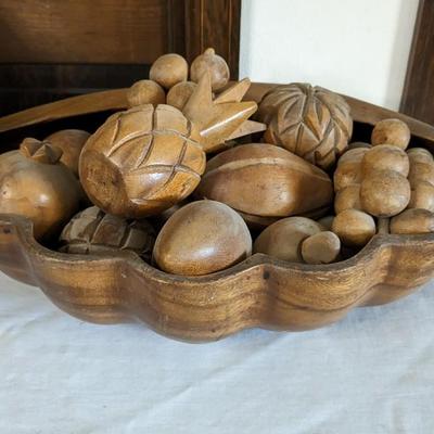 Monkey Pod Fruit Bowl and Wood Decor