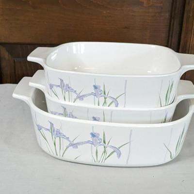 Corningware Shadow Iris Casserole Dishes