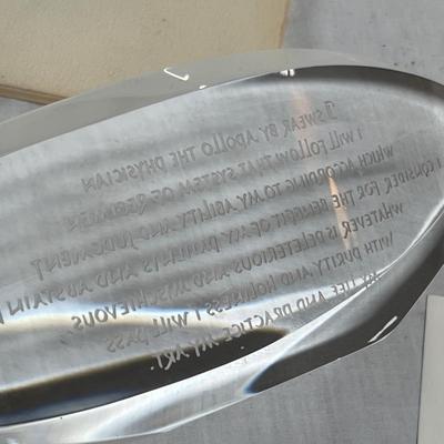 Steuben Glass paperweight with paper work