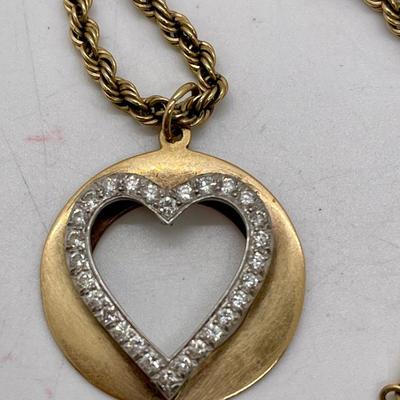 14K Gold Chain and Pendant with Diamonds