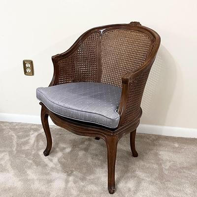 Vtg. Solid Wood & Cane Accent Chair