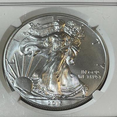 NGC CERTIFIED 2015-W MS-70 FIRST RELEASES BURNISHED AMERICAN SILVER EAGLE 1-OZ .999 AS PICTURED.