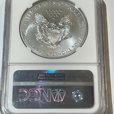 NGC CERTIFIED 2015-W MS-70 FIRST RELEASES BURNISHED AMERICAN SILVER EAGLE 1-OZ .999 AS PICTURED.