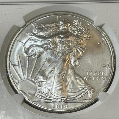 NGC CERTIFIED 2014-(S) MS-70 EARLY RELEASES AMERICAN SILVER EAGLE 1-OZ .999 AS PICTURED.