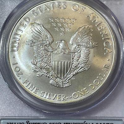 PCGS CERTIFIED 2010 MS-70 25TH ANNIVERSARY AMERICAN SILVER EAGLE 1-OZ .999 AS PICTURED.