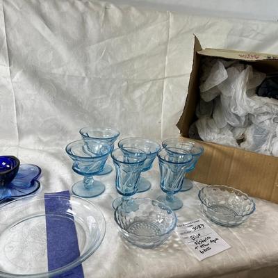 Set Of 17 Fostoria Blue Glass