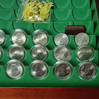 LOT 9: Danbury Mint US State Quarter Display Case w/ 16 Sealed Sets of Uncirculated State Quarters & More