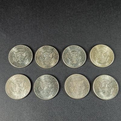 LOT 11: Set of (8) 90% Silver 1964 Kennedy Half-Dollar Coins