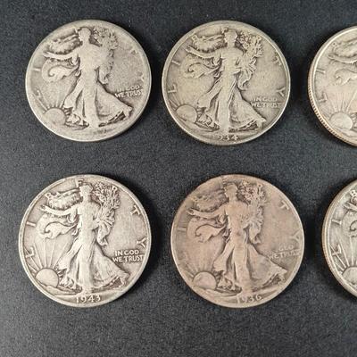 LOT 12: Set of (6) Walking Liberty Half-Dollar Coins (90%Silver)