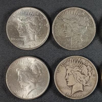 LOT 17: Set of (6) 1922-1924 Liberty Peace Dollar Coins- 90% Silver