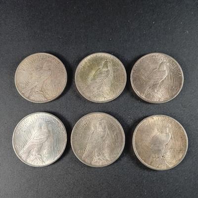 LOT 21: Set of (6) 1924 Liberty Peace Dollar Coins