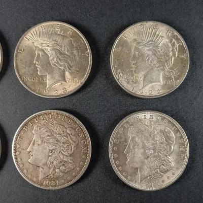 LOT 25: Set of (6) 1921-1923 Liberty Peace Dollar Coins