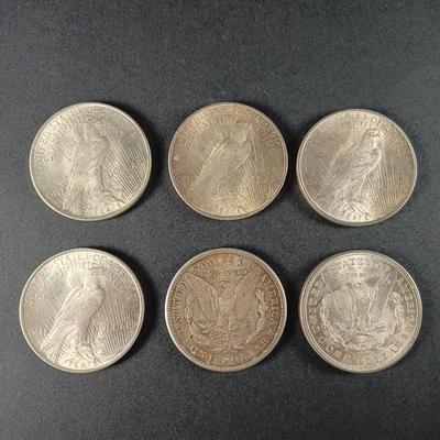 LOT 25: Set of (6) 1921-1923 Liberty Peace Dollar Coins