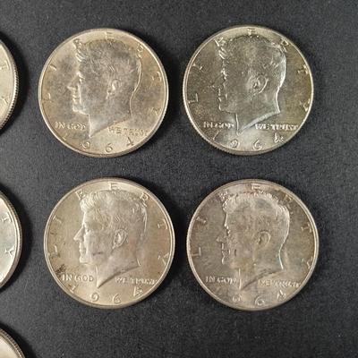 LOT 26: Set of (10) 1964 Kennedy Half-Dollar Coins-90%Silver