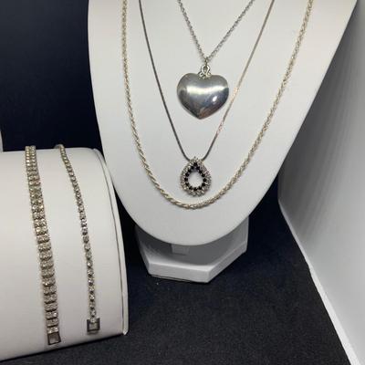LOT:44: Collection of Fashion Jewlery Featuring a Kirk Steiff Pewter Necklace