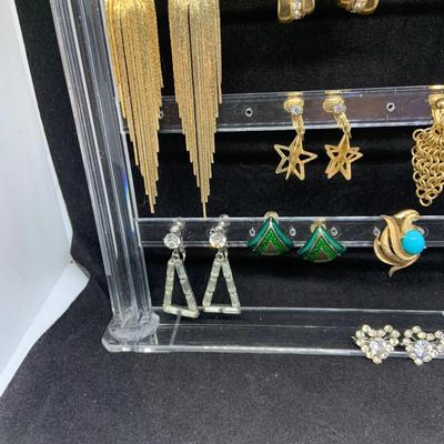 LOT:45: Collection of Clip-On Fashion Earrings and Collar Pins