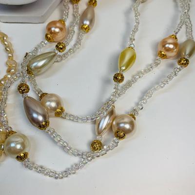 LOT 76: Gold Tone Fashion Pearls, Necklaces & Bracelets
