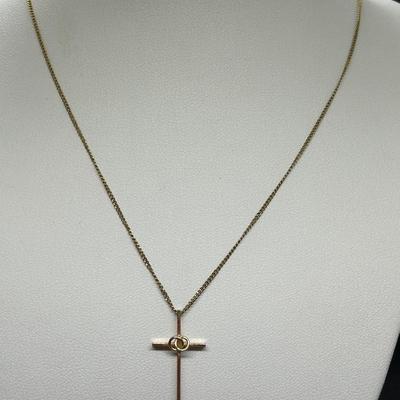 LOT 82: Gold Cross Necklace: 12 KT, Tw. 1.58, 18