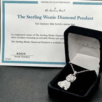 LOT 88: The Danbury Mint Sterling Silver Westie Pendant with Certificate of Authenticity