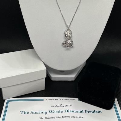 LOT 88: The Danbury Mint Sterling Silver Westie Pendant with Certificate of Authenticity