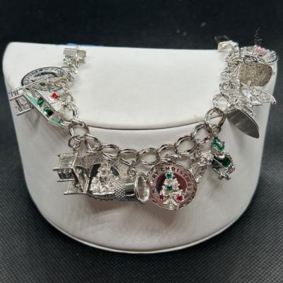 LOT 89: Sterling Silver Charm Bracelet & Charms