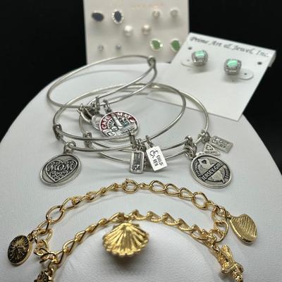 LOT 90: Wind & Fire Jersey Girl /Mom Bracelet, Alex &Ani Cape May Bracelet, Lauren Conrad Pierced Earrings & More