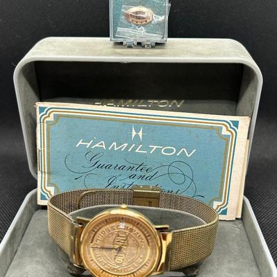 LOT 96: Hamilton 1/40- 10KT-R.G.P. Gold Dupont Watch & Gold Dupont Pin