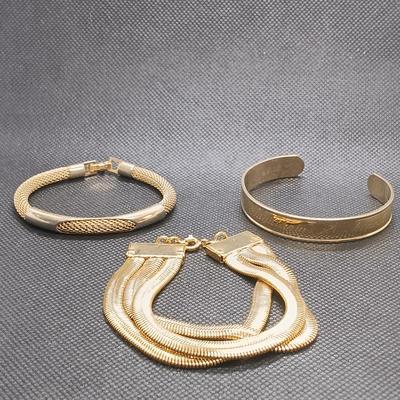 LOT 106: Collection of Vintage Gold-Tone Bracelets