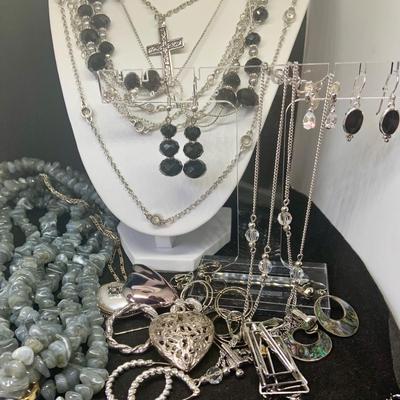 LOT:125: Black and Silver Fashon Jewelry Collection by Avon and More