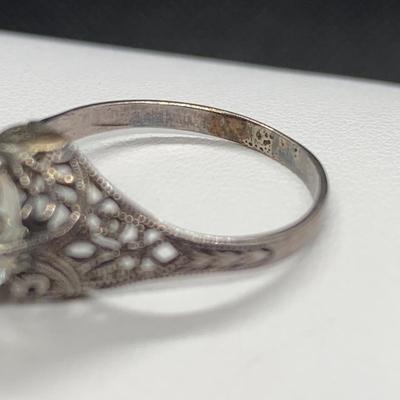 LOT 169: Antique Sterling Silver & Paste Filigree Ring, Sz. 5