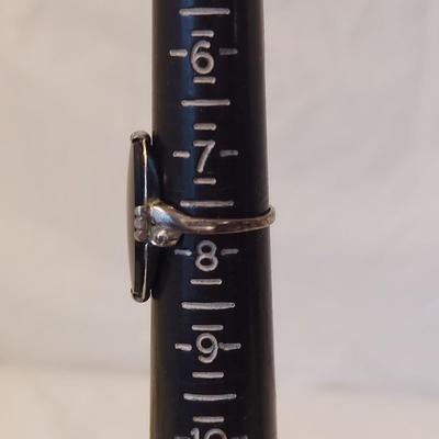 Sterling Silver Rings w/ Onyx Like Stones (P-BBL)