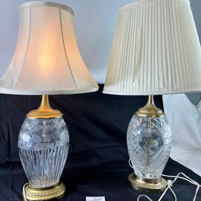 2 lead crystal vintage lamps