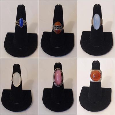 Sterling Silver Rings w Large Stones (P-BBL)