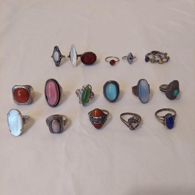 Sterling Silver Rings w Large Stones (P-BBL)