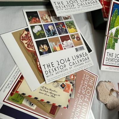 Box of office supplies & greeting cards