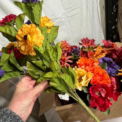 box of fake flowers