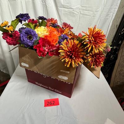 box of fake flowers