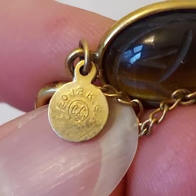 Gold and Stone Scarab Necklace and Bracelet (P-BBL)