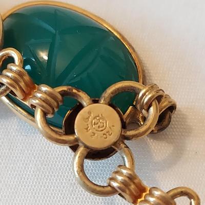 Gold and Stone Scarab Necklace and Bracelet (P-BBL)