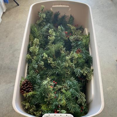 G279 Large Tub of Faux Green Christmas Garland and Swags